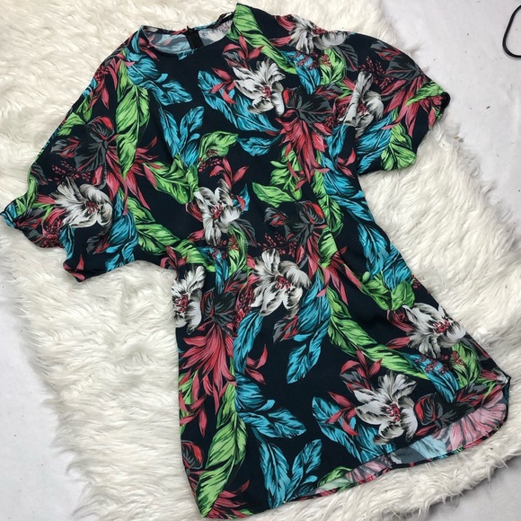 ZARA  BLACK FLORAL TUNIC DRESS  SIZE SMALL - Picture 7 of 11